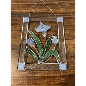 3D Stained Glass Blue Iris Picture Sun Catcher